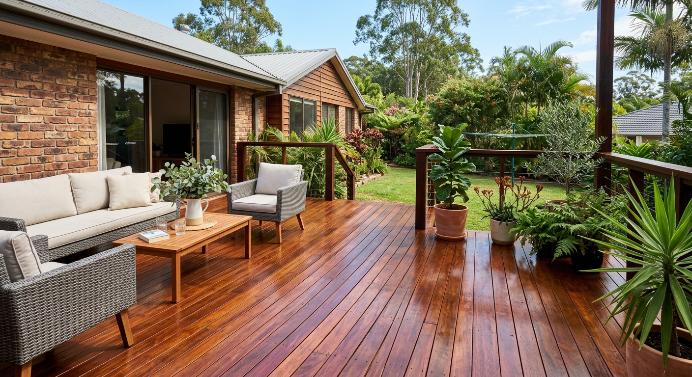 Newly stained timber deck in Padstow